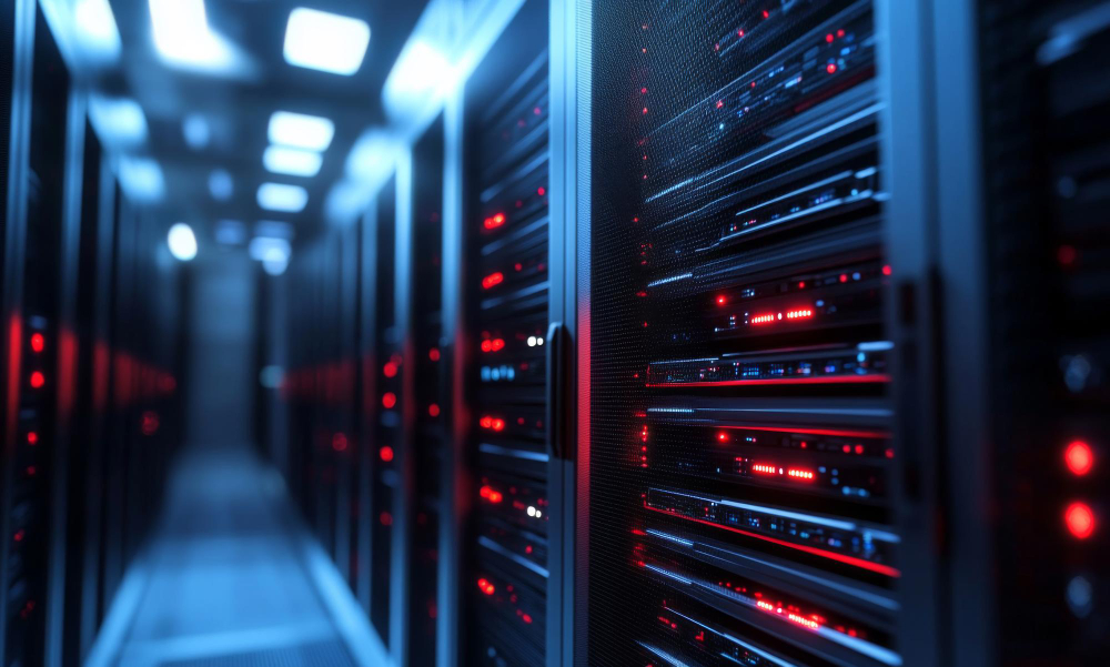 Racks de servidores em data center